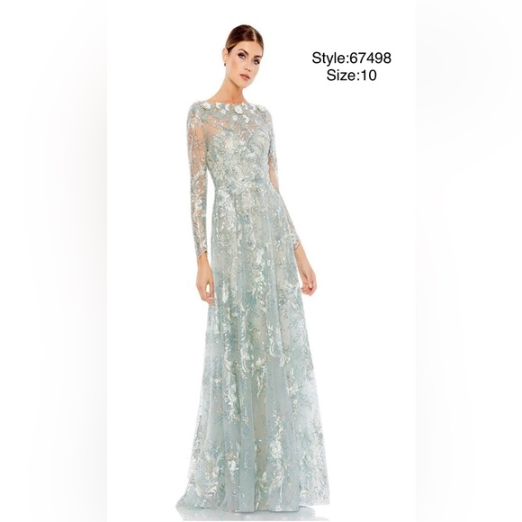 Mac Duggal Dresses & Skirts - Floral embroidered illusion long sleeve gown